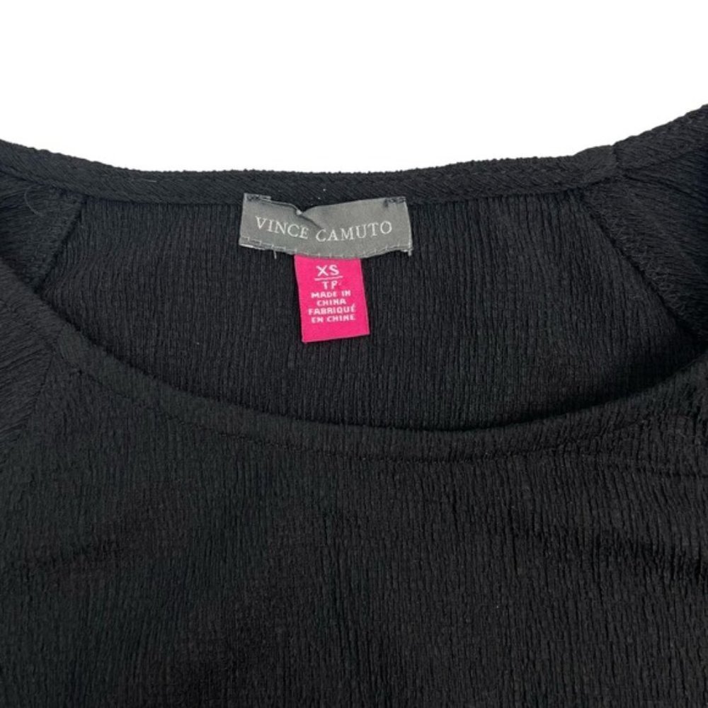 NWT VINCE CAMUTO Puff Sleeve Top Sz XS Black - Picture 4 of 6